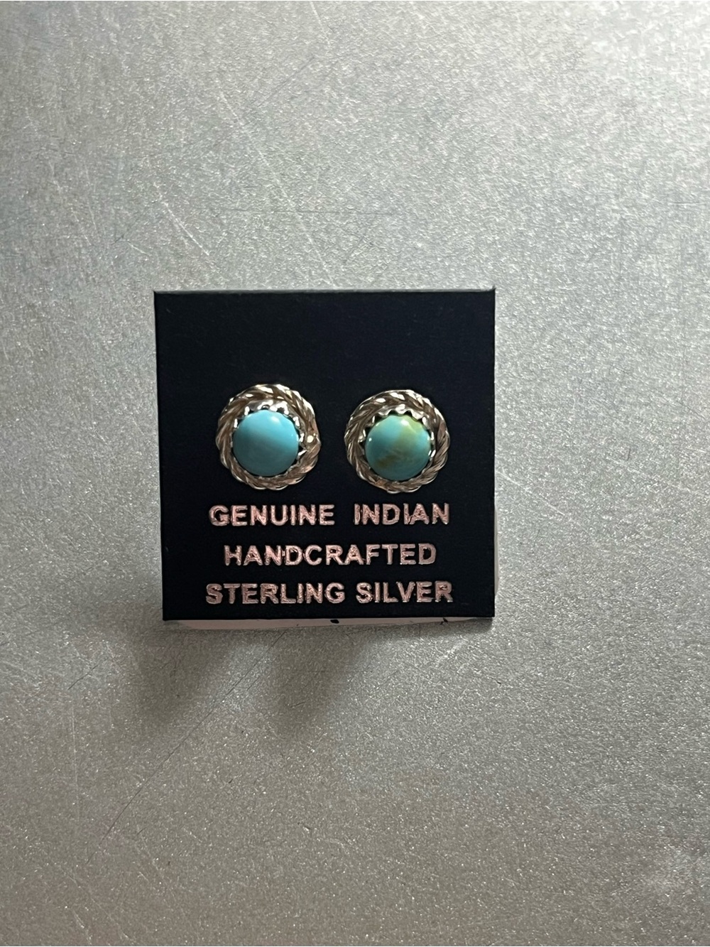 Esther White Sterling Silver Kingman Turquoise Stud Earrings - Handcrafted